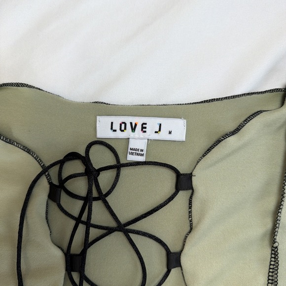 Love J Women's Lace Up Crop Top Beige Size Medium Grunge Goth‎ - Picture 3 of 7